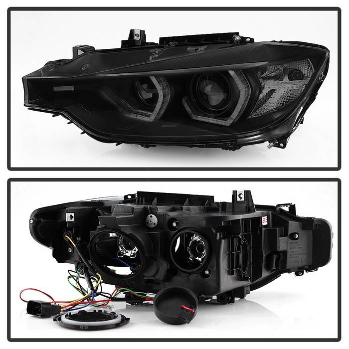 BMW F30 3 Series 2012 – 2014 4DR Projector Headlights – LED DRL – Black Smoke