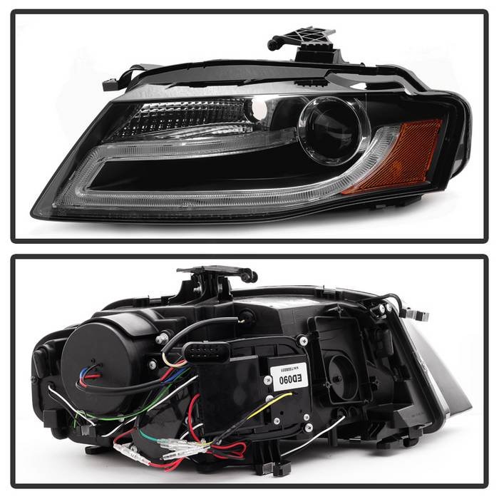 Audi A4 09-12 Projector Headlights – Halogen Model Only ( Not Compatible with Xenon/HID Model ) – DRL LED – Black