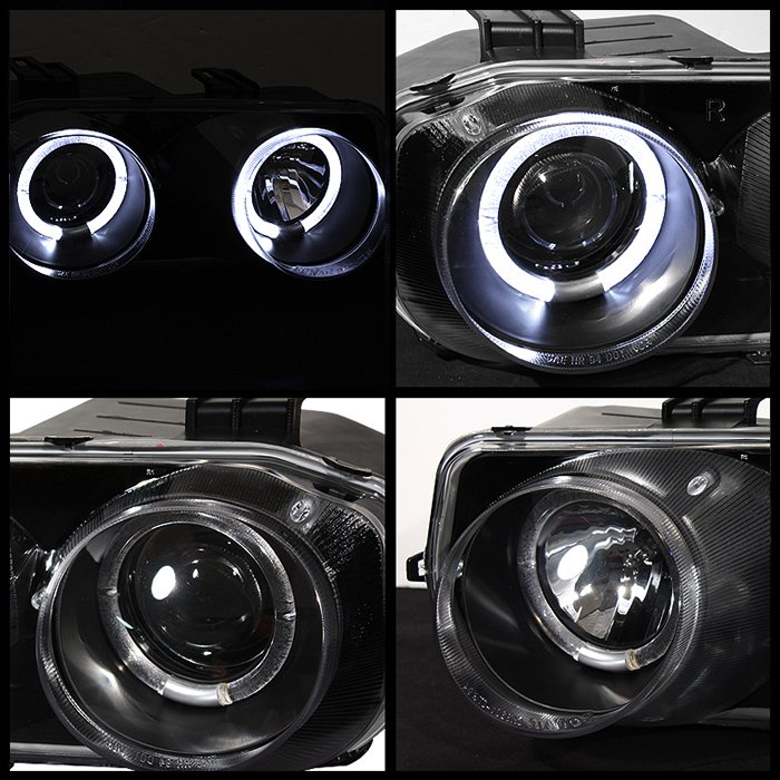 Acura Integra 94-97 Projector Headlights – LED Halo -Black – High H1