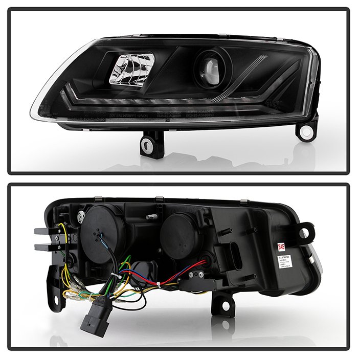 Audi A6 2005-2008 Projector Headlights – Sequential LED Turn Signal Lights – LED Crystal Light Bar Parking Lights – Low Beam: H7