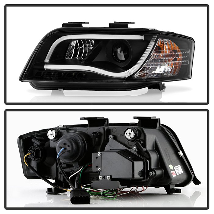 Audi A6 02-04 Projector Headlights – Halogen Model Only ( Not Compatible with Xenon/HID Model ) Light Tube DRL – Black – High H1