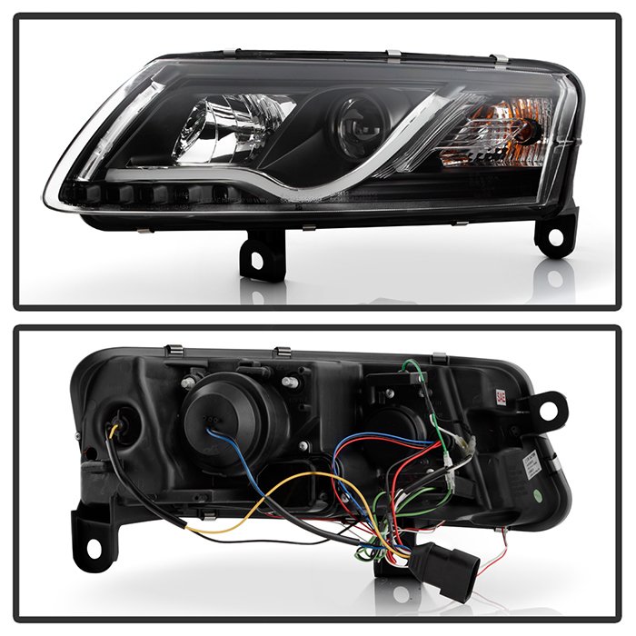 Audi A6 05-07 Projector Headlights – Halogen Model Only ( Not Compatible with Xenon/HID Model ) ( Non Quattro with AFS ) Light Tube DRL – Black – High H1