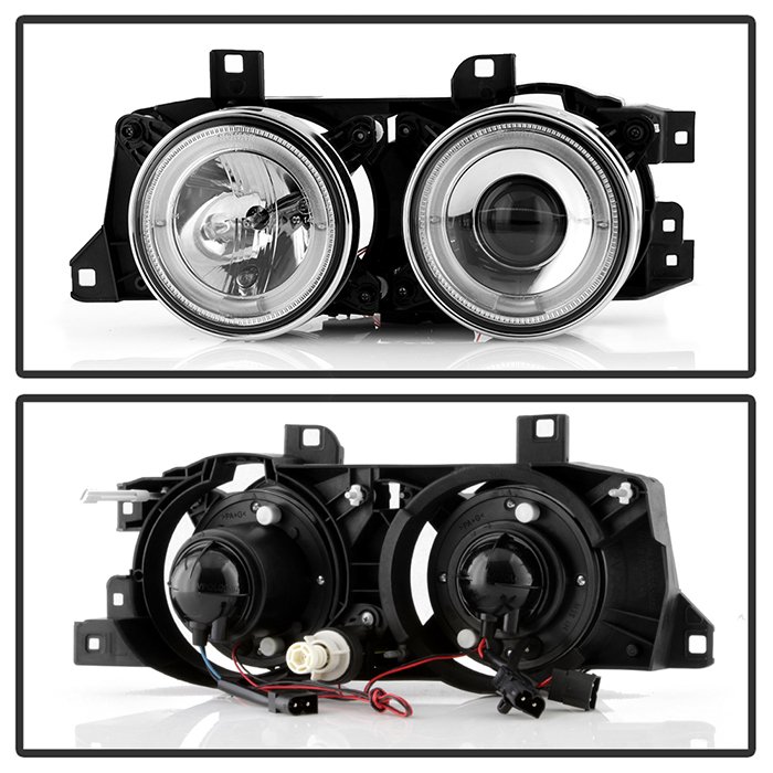 BMW E34 5-Series 89-94 / BMW E32 7-Series 88-92 Projector Headlights – WILL NOT FIT 750 – LED Halo – Chrome – High H1