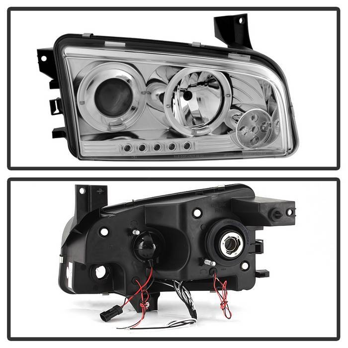 Dodge Charger 06-10 Projector Headlights – Halogen Model Only ( Not Compatiable With Xenon/HID Model ) – LED Halo – LED- Chrome – High H1