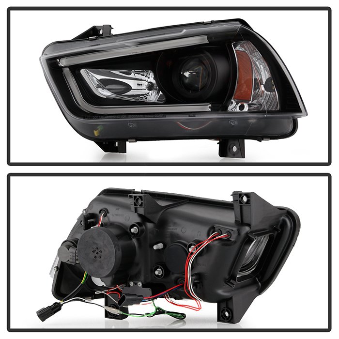 Dodge Charger 11-14 Projector Headlights – Xenon/HID Model Only (Not Compatible With Halogen Model ) – Light Tube DRL – Black – High H1