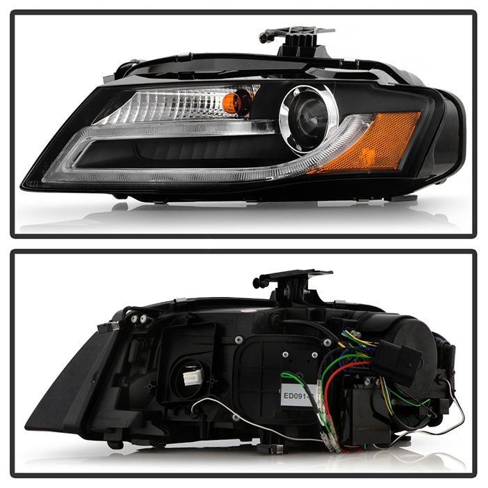 Audi A4 09-12 Projector Headlights – Xenon/HID Model Only ( Not Compatible With Halogen Model ) – DRL LED – Black