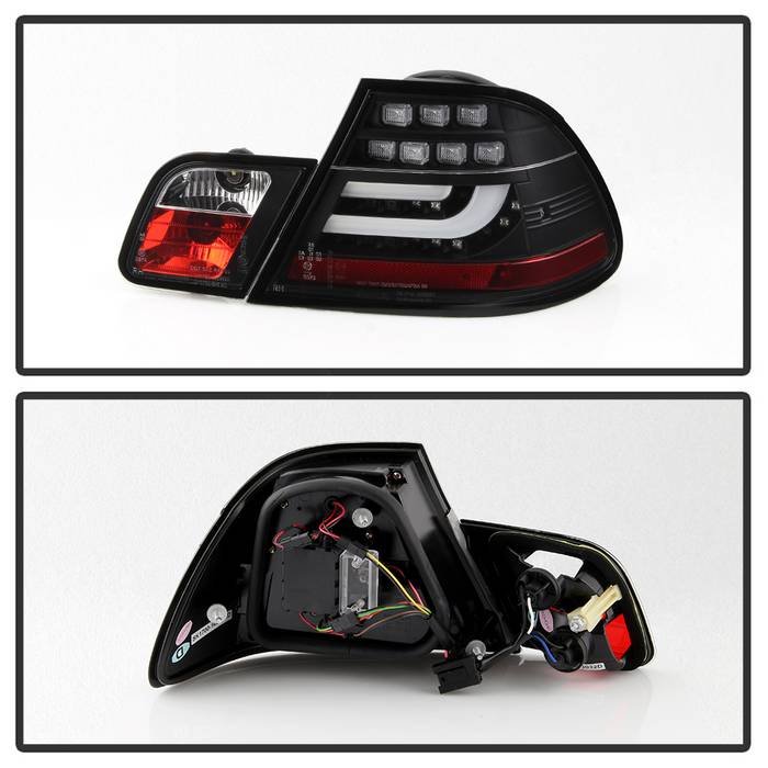 BMW E46 3-Series 04-06 2Dr Light Bar Style LED Tail Lights – Black