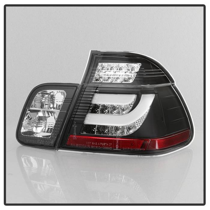 BMW E46 3-Series 99-01 4Dr Light Bar Style LED Tail Lights – Black