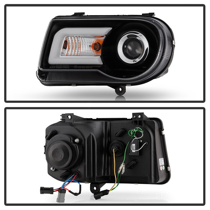 Chrysler 300C 05-10 Projector Headlights – LED DRL – Black – High/Low H7 (Included)