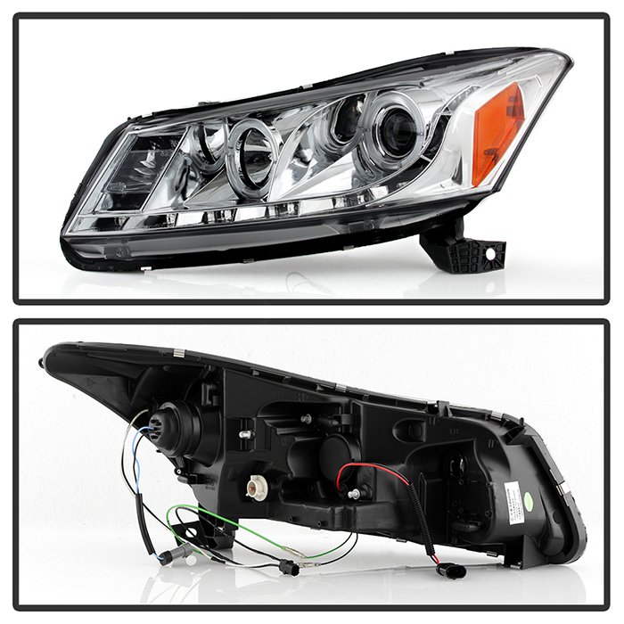 Honda Accord 08-12 4Dr Projector Headlights- LED Halo – DRL – Chrome