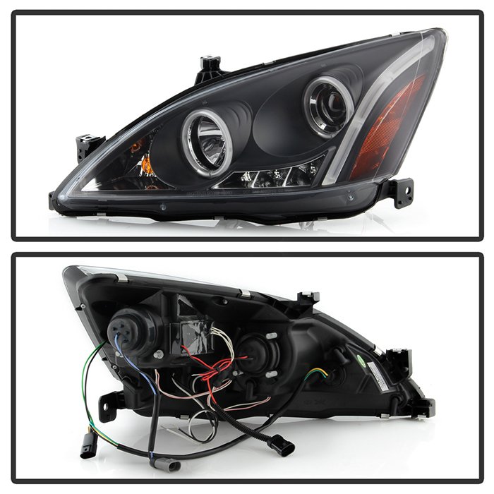 Honda Accord 03-07 Projector Headlights – CCFL Halo – LED ( Replaceable LEDs ) – Black