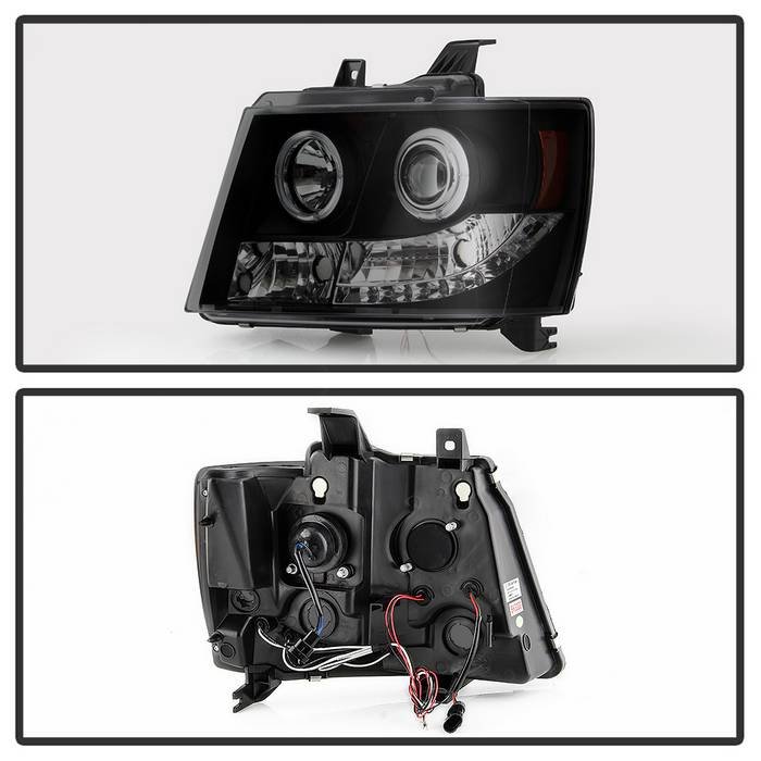 Chevy Suburban 1500/2500 07-14 / Chevy Tahoe 07-14 / Avalanche 07-14 Projector Headlights – LED Halo – LED ( Replaceable LEDs ) – Black Smoke