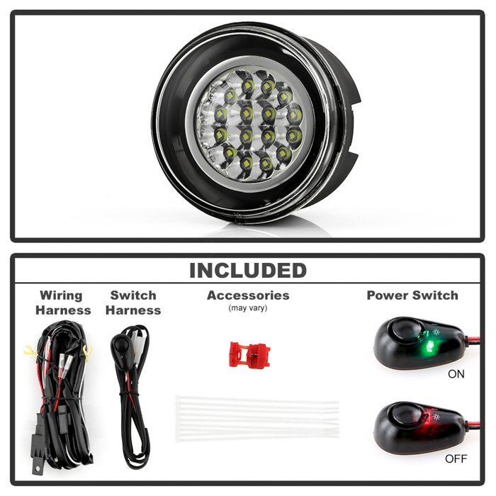 Jeep Grand Cherokee 05-09 / Commander 06-08 / Chrysler 300 300C (w/washer) / Aspen 07-08 / Dodge Dakota 05-09 Durango 07-09 / Mitsubishi Raider 06-09 LED Fog Lights w/Switch – Clear