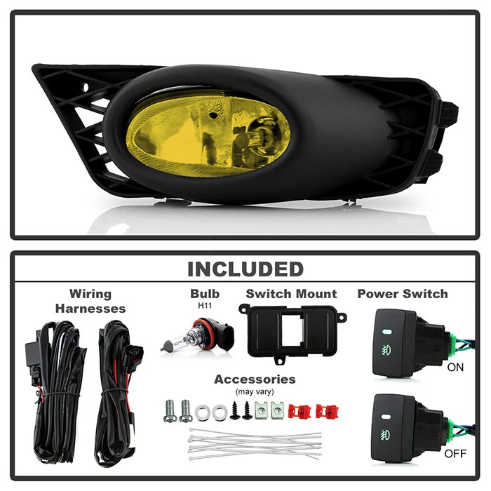 Honda Civic 09-11 4Dr OEM Fog Lights W/Switch- Yellow