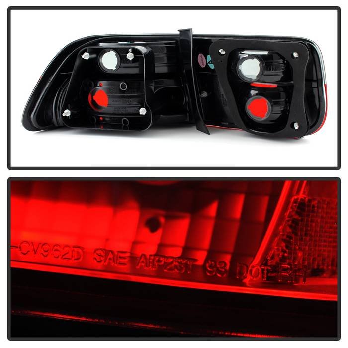 Honda Civic 96-00 2Dr Crystal Tail Lights – Red Smoke