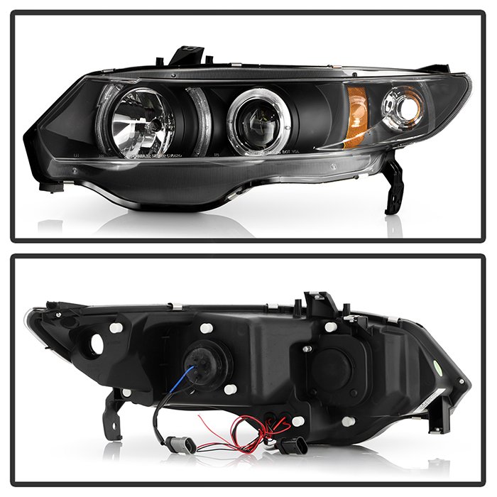Honda Civic 06-08 2Dr Projector Headlights – LED Halo – Black