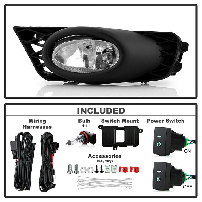 Honda Civic 09-11 4Dr OEM Fog Lights W/Switch- Clear