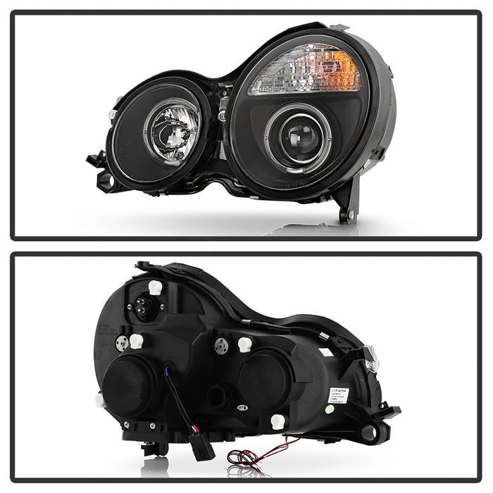 Mercedes Benz E-Class 00-02 Projector Headlights – LED Halo – Black