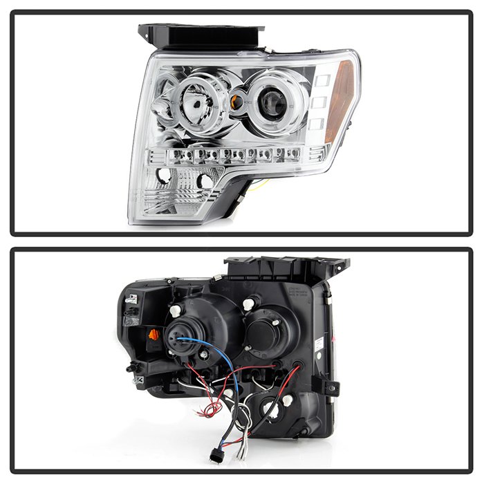 Ford F150 09-14 Projector Headlights – Halogen Model Only ( Not Compatible With Xenon/HID Model ) – LED Halo – LED