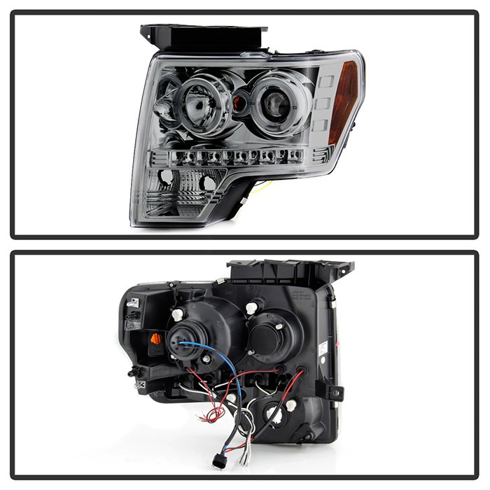 Ford F150 09-14 Projector Headlights – Halogen Model Only ( Not Compatible With Xenon/HID Model ) – LED Halo – LED