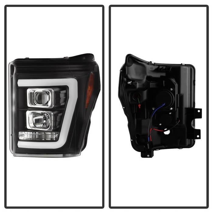 Ford F-250/F-350/F450 Super Duty 11-16 Version 2 Projector Headlights – Light Bar DRL – Black