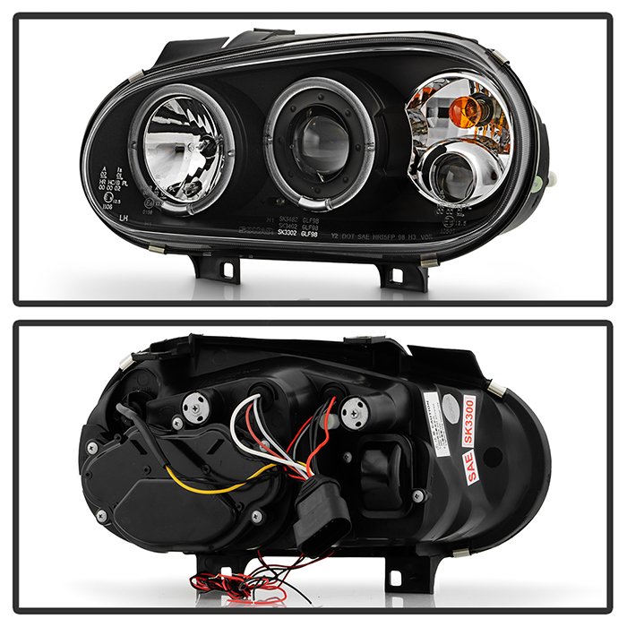 Volkswagen Golf IV 99-05 Projector Headlights – LED Halo – Black