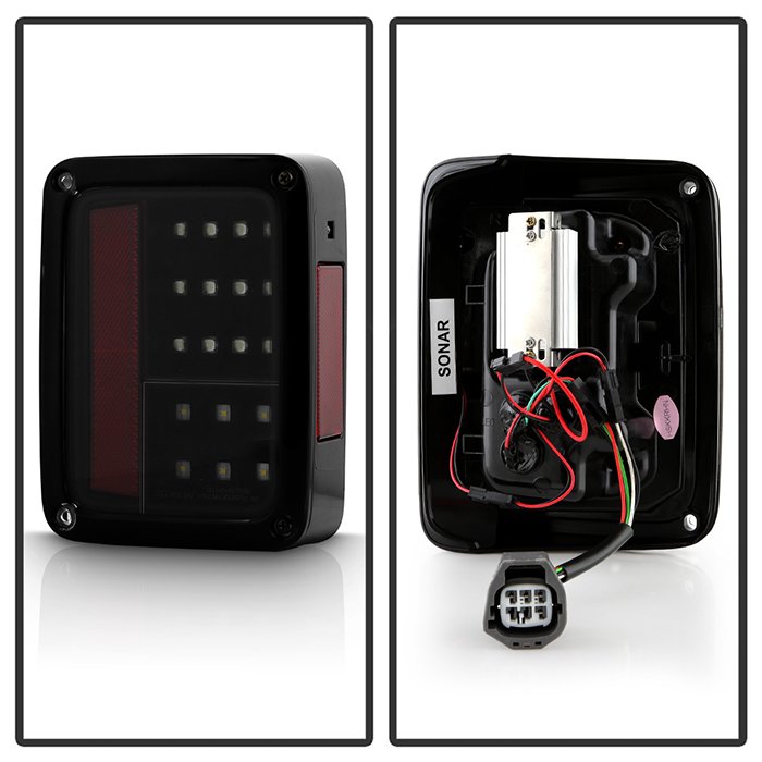 Jeep Wrangler (JK JKU) 07-18 LED Tail Lights – Black Smoke