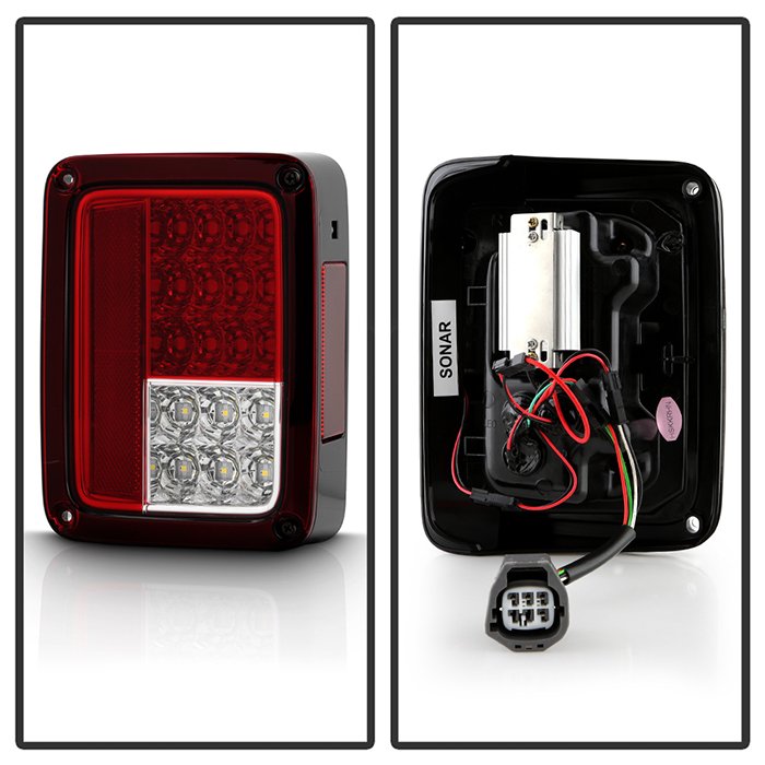 Jeep Wrangler (JK JKU) 07-18 LED Tail Lights – Red Clear