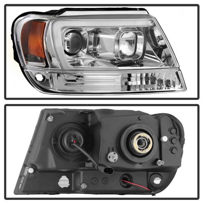 Jeep Grand Cherokee 99-04 Version 2 Light Bar Projector Headlights – Chrome