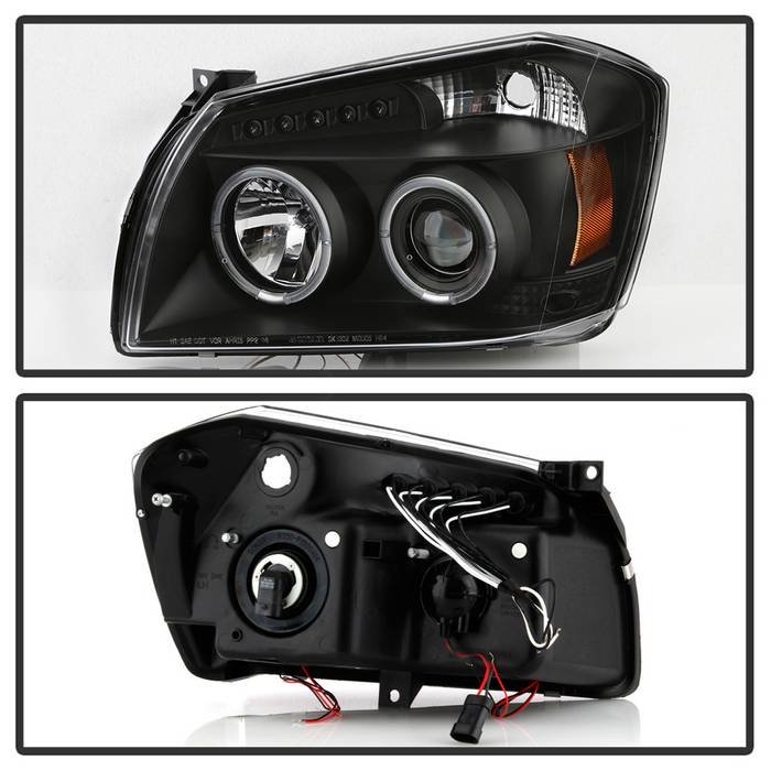 Dodge Magnum 05-07 Projector Headlights – LED Halo – LED ( Replaceable LEDs ) – Black – High H1