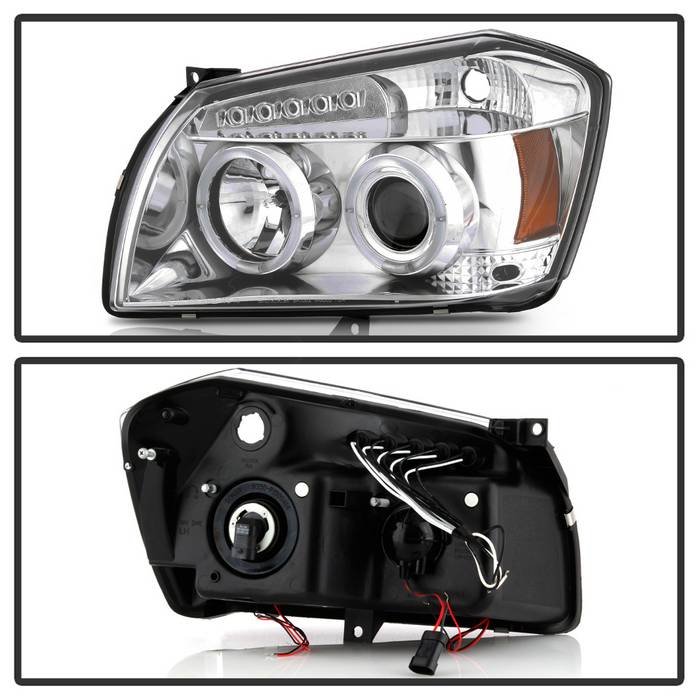Dodge Magnum 05-07 Projector Headlights – LED Halo – LED ( Replaceable LEDs ) – Chrome – High H1