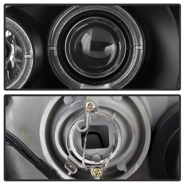 Ford Mustang 94-98 1PC Projector Headlights – LED Halo – Amber Reflector – LED