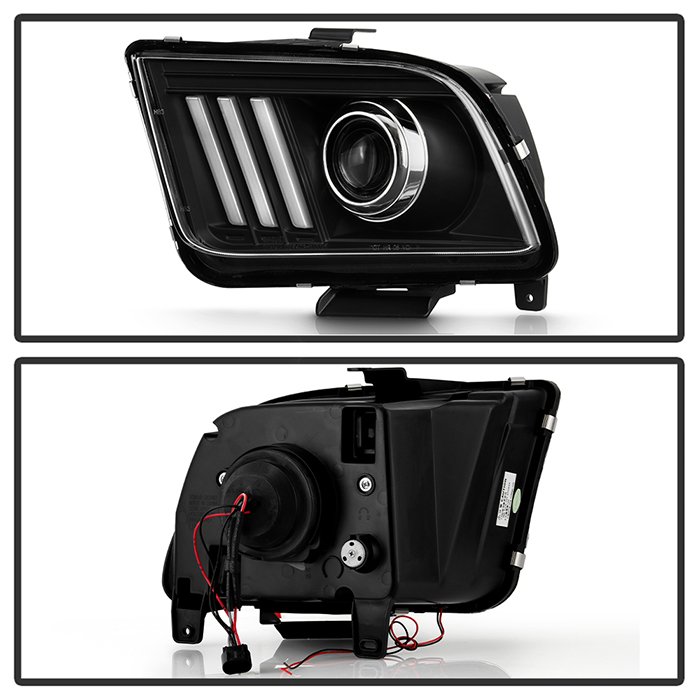 Ford Mustang 2005-2008 Version 2 Projector Headlights – DRL LED – Black