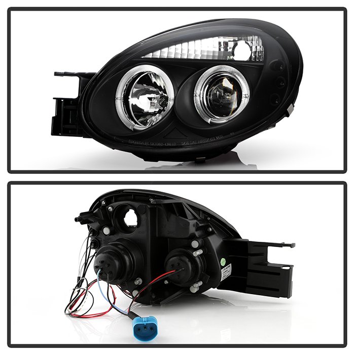 Dodge Neon 03-05 Projector Headlights – LED Halo – LED ( Replaceable LEDs ) – Black – High H1