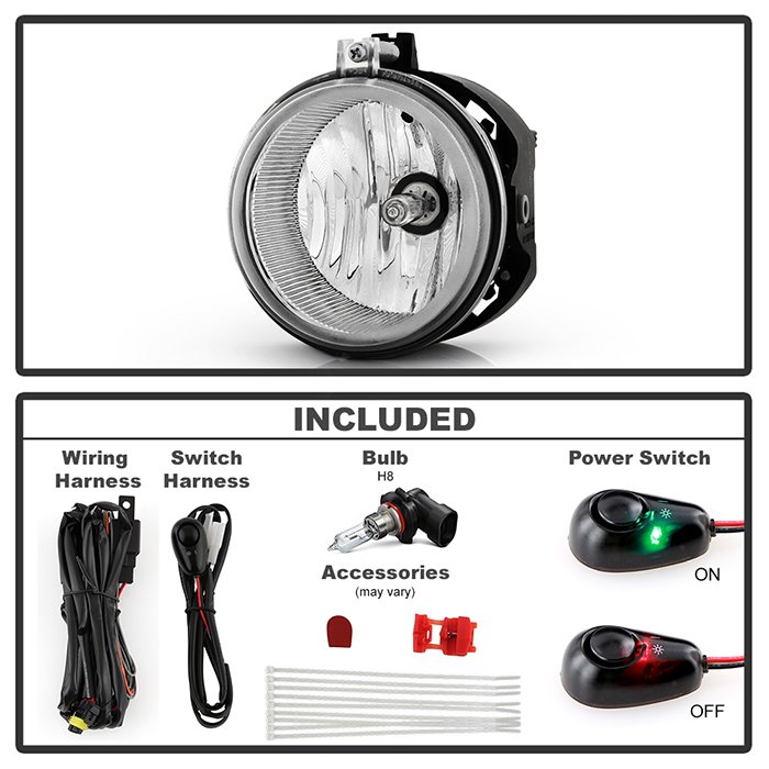 Dodge Charger 06-10 / Caliber 07-12 / Caravan 05-07 / Nitro 07-11 / Avenger 08-10 / Chrysler Pacifica 04-08 /Sebring Sedan 07-10 / Sebring Conv. 08-10 / Jeep Patriot 07-09 / Compass 07-10 OEM Fog Lights( Does not fit SRT-4) W/Switch- Clear