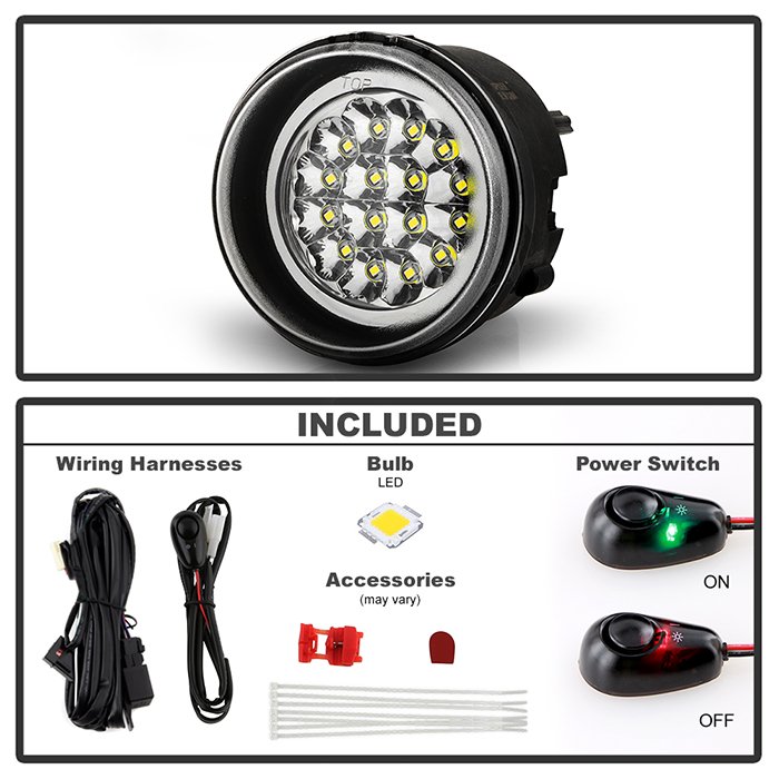 Dodge Charger 06-10 / Caliber 07-12 / Caravan 05-07 / Nitro 07-11 / Avenger 08-10 / Chrysler Pacifica 04-08 /Sebring Sedan 07-10 / Sebring Conv. 08-10 / Jeep Patriot 07-09 / Compass 07-10 LED Fog Lights (Does not fit SRT-4)w/Switch – Clear