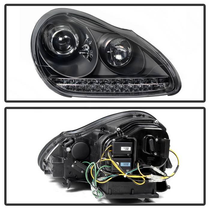 Porsche Cayenne 03-06 Projector Headlights – Xenon/HID Model Only ( Not Compatible With Halogen Model ) – DRL LED – Black