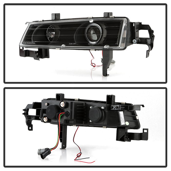 Honda Prelude 92-96 Projector Headlights – LED Halo – Black – High H1 (Included) – Low H1