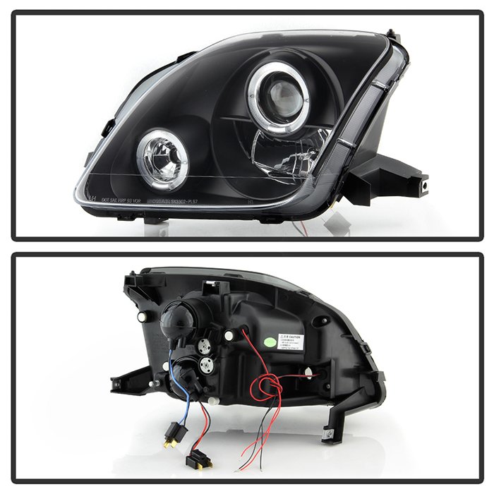 Honda Prelude 97-01 Projector Headlights – LED Halo – Black – High H1 (Included) – Low H1