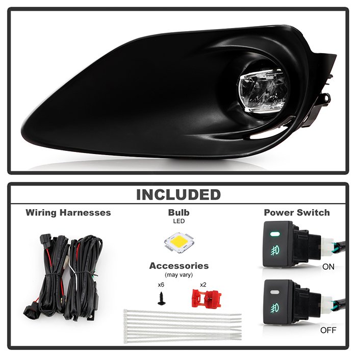 Toyota Prius C 2018 OEM Style LED Fog Lights w/OEM Fit Switch – Clear