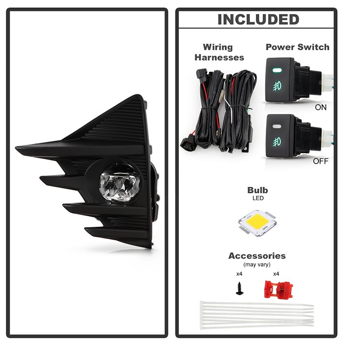 Toyota Prius C 2019 OEM Style LED Fog Lights w/OEM Fit Switch – Clear