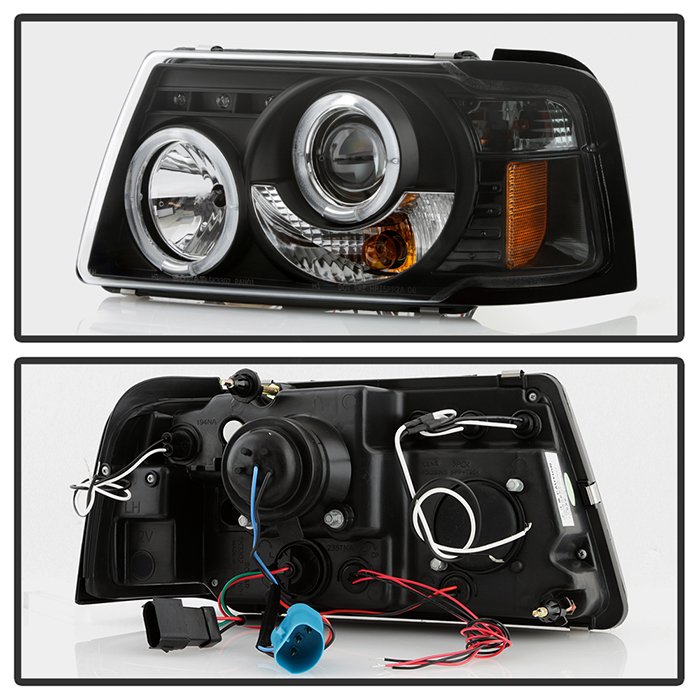 Ford Ranger 01-11 1PC Projector Headlights – LED Halo – LED ( Replaceable LEDs ) – Black – High H1
