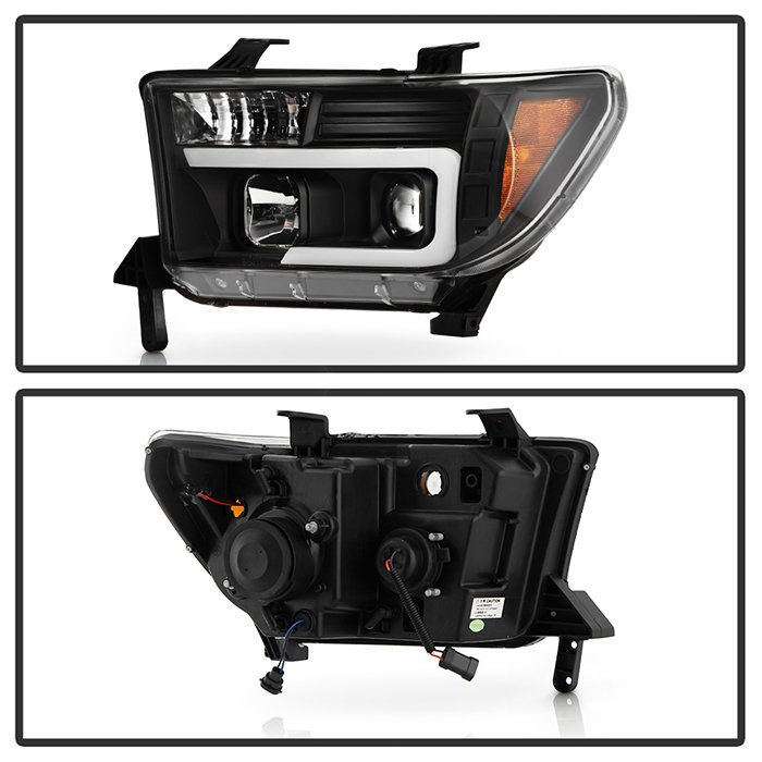 Toyota Tundra 07-13 / Toyota Sequoia 08-13 Version 2 Projector Headlights – Light Bar DRL – Black