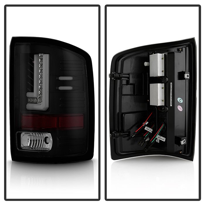 GMC Sierra 1500 14-18 2500HD/3500HD 15-19 (Not compatible on 2016 models w/factory LED tail lights or 3500 HD Dually Models) LED Tail Lights – Black Smoke