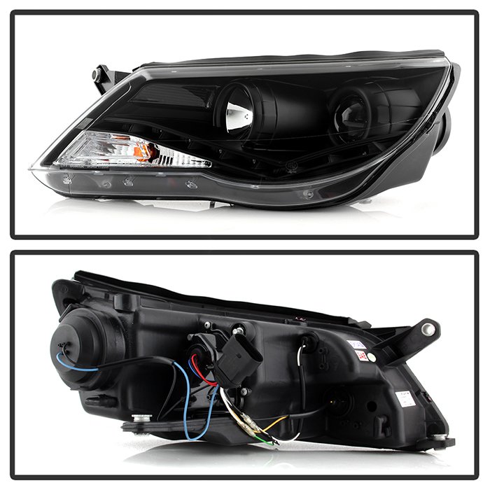 Volkswagen Tiguan 09-11 Projector Headlights – DRL – Black