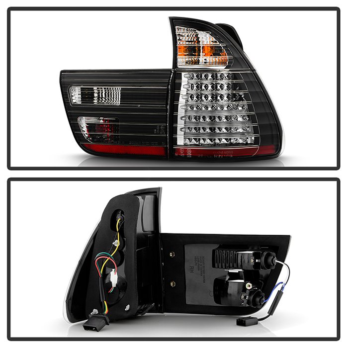 BMW E53 X5 00-06 4PCS LED Tail Lights – Signal-7507(Included) ; Parking-LED ; Reverse-7506(Not Included) ; Brake-LED – Black
