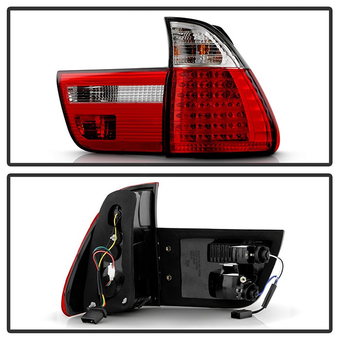 BMW E53 X5 00-06 4PCS LED Tail Lights – Signal-7507(Included) ; Parking-LED ; Reverse-7506(Not Included) ; Brake-LED – Red Clear