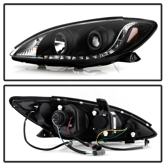 Toyota Camry 02-06 Projector Headlights – DRL – Black – High H1 (Included) – Low H1 (Included)