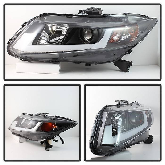 Honda Civic 2012-2014 Projector Headlights (does not fit the 2014 Civic coupe) – Light Bar DRL – Black – High H1