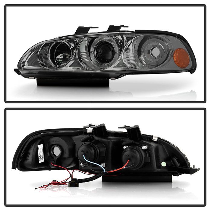 Honda Civic 92-95 2/3DR 1PC Projector Headlights – LED Halo – Amber Reflector – Smoke – High H1